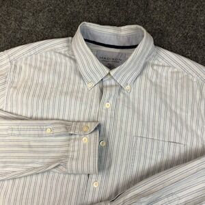 Madison Vintage Oxfords Mens XL Button Down Shirt Blue Stripe Long Sleeve Cotton